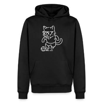 Chat avec des lunettes de soleil jouant au football : cool - Sweat à capuche Premium bio Homme - noir - Devant - Nico (187cm)