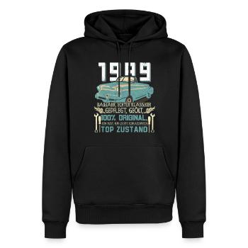 Voiture de collection 1989 Année 1989 35e anniversaire 1989 - Sweat à capuche Premium bio Homme - noir - Devant - Nico (187cm)