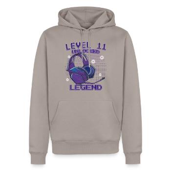 Level 11 Unlocked 11. Geburtstag Gamer retro - Männer Premium Bio Hoodie - Taupe - Vorne - Nico (187cm)