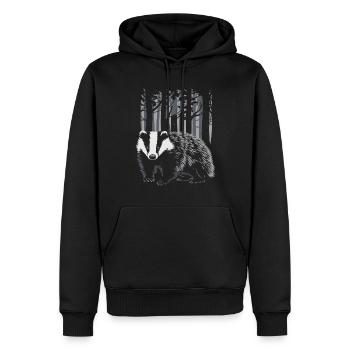 Cottagecore blaireau dans la forêt enchantée - Sweat à capuche Premium bio Homme - noir - Devant - Nico (187cm)