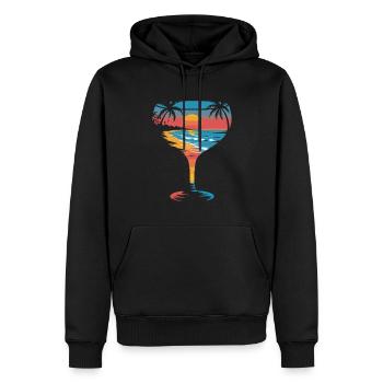 Sommerlicher Sonnenuntergang im Cocktailglas - Männer Premium Bio Hoodie - Schwarz - Vorne - Nico (187cm)