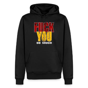 Bold Statement, Fuck You So Much, Edgy & Provocant - Men’s Premium Organic Hoodie - black - Front - Nico (187cm)