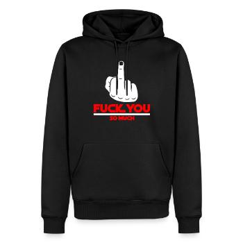 Bold Statement, Fuck You So Much, Edgy & Provocant - Men’s Premium Organic Hoodie - black - Front - Nico (187cm)