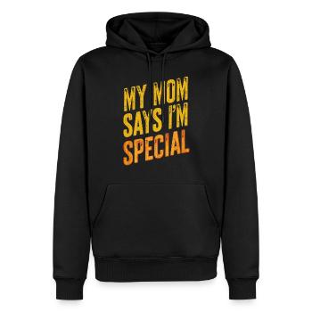 My mom says I'm special – sarcastic - Men’s Premium Organic Hoodie - black - Front - Nico (187cm)