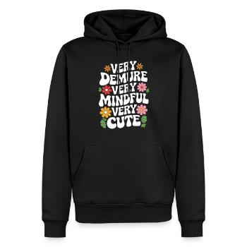 très modeste, très attentif, très doux - Sweat à capuche Premium bio Homme - noir - Devant - Nico (187cm)