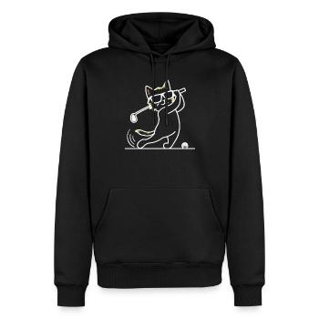 Chat avec des lunettes de soleil jouant au golf - Sweat à capuche Premium bio Homme - noir - Devant - Nico (187cm)