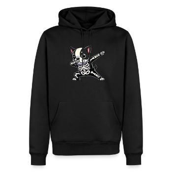 Boston Terrier Halloween Skeleton Cuter - Men’s Premium Organic Hoodie - black - Front - Nico (187cm)