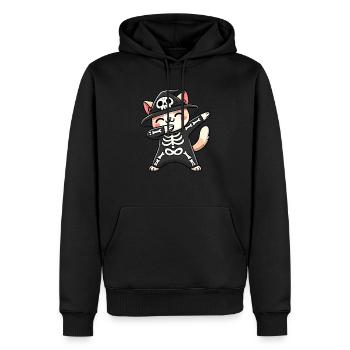 Katze Halloween Skelett Niedliche Katze Kinder - Männer Premium Bio Hoodie - Schwarz - Vorne - Nico (187cm)