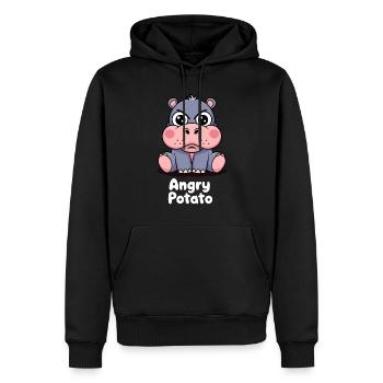 Moo Deng Funny Hippopotamus Angry Potato - Men’s Premium Organic Hoodie - black - Front - Nico (187cm)