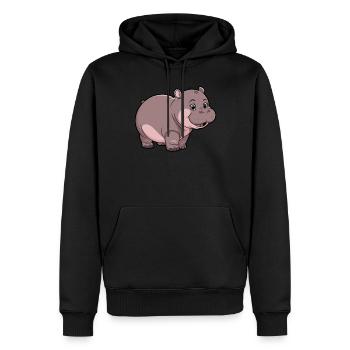 Entzückender Moo Deng Hippo mit Lächeln - Männer Premium Bio Hoodie - Schwarz - Vorne - Nico (187cm)