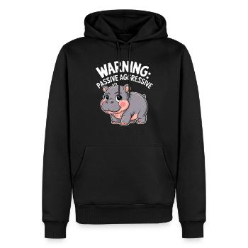 Moo Deng Caution: Passive Aggressive - Men’s Premium Organic Hoodie - black - Front - Nico (187cm)