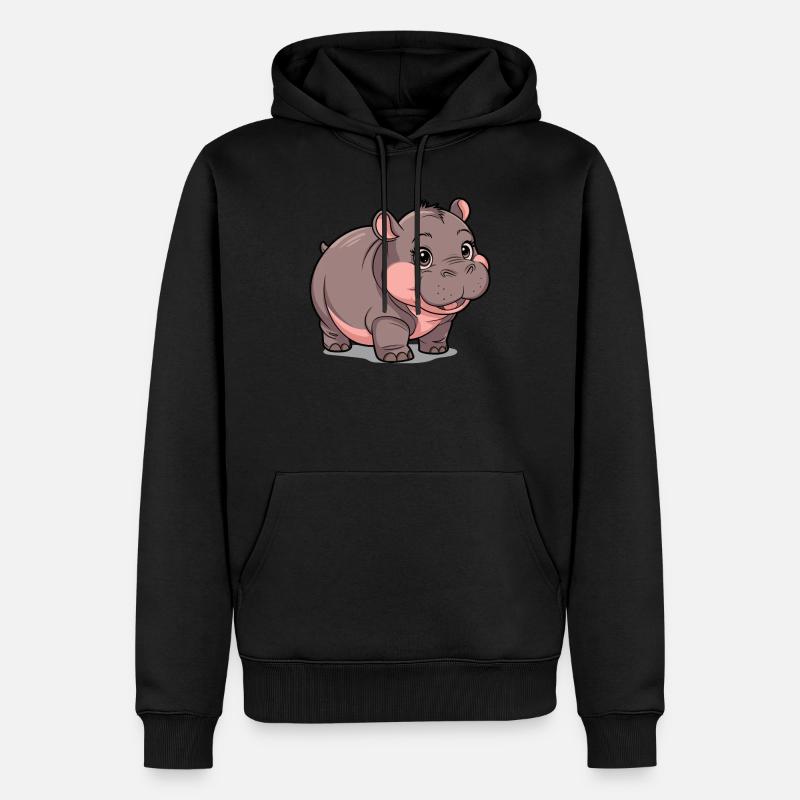Moo Deng Nilpferd Hippo - Männer Premium Bio Hoodie - Schwarz