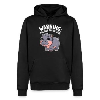 Moo Deng Hippo: Vorsicht, Passiv-Aggressiv - Männer Premium Bio Hoodie - Schwarz - Vorne - Nico (187cm)