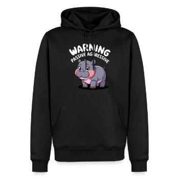 Moo Deng : Attention Passif Agressif - Sweat à capuche Premium bio Homme - noir - Devant - Nico (187cm)