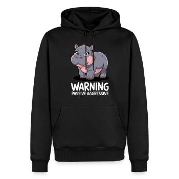 Moo Deng Warnung Passiv Aggressiv Nilpferd - Männer Premium Bio Hoodie - Schwarz - Vorne - Nico (187cm)