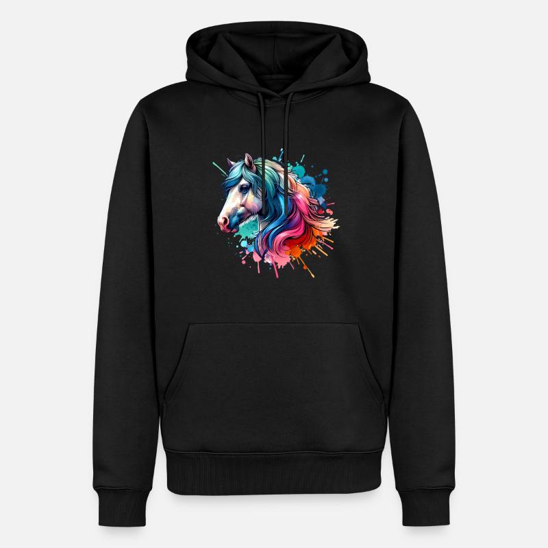 Pferd - Männer Premium Bio Hoodie - Schwarz