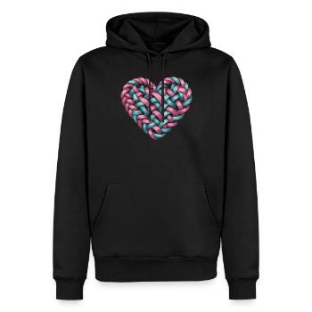 Zopfmuster Herzform Herz - Männer Premium Bio Hoodie - Schwarz - Vorne - Nico (187cm)