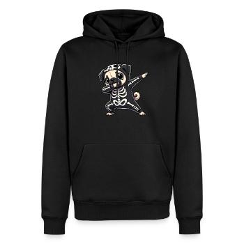 Mops Halloween Skelett Niedlicher Mops Kinder - Männer Premium Bio Hoodie - Schwarz - Vorne - Nico (187cm)