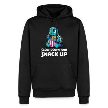 Ralentissez et grignotez - Sweat à capuche Premium bio Homme - noir - Devant - Nico (187cm)