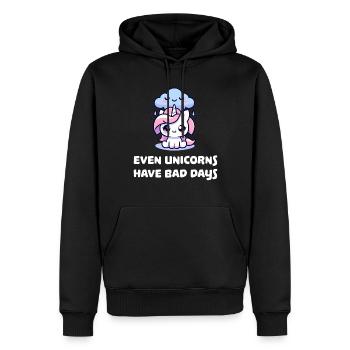Même les licornes ont de mauvais jours - Sweat à capuche Premium bio Homme - noir - Devant - Nico (187cm)