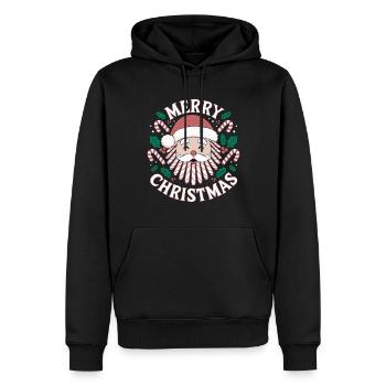 Fröhlicher Weihnachtsmann – Merry Christmas Design - Männer Premium Bio Hoodie - Schwarz - Vorne - Nico (187cm)