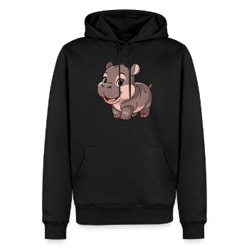 Süßes Cartoon Hippo - Moo Deng Hippo - Männer Premium Bio Hoodie - Schwarz - Vorne - Nico (187cm)