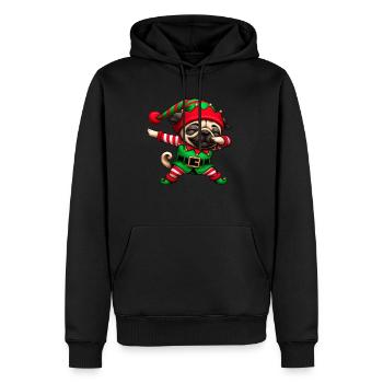 Weihnachten Mops Elf Lustiger Mopsliebhaber - Männer Premium Bio Hoodie - Schwarz - Vorne - Nico (187cm)