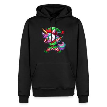 Christmas Unicorn Elf Funny Unicorn Women - Men’s Premium Organic Hoodie - black - Front - Nico (187cm)
