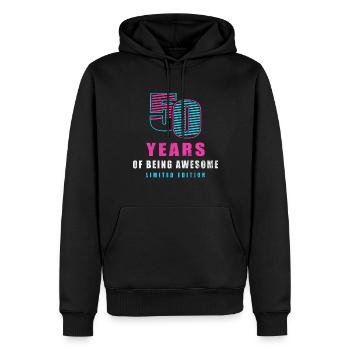 50 ANS D’ÊTRE GÉNIAL - Sweat à capuche Premium bio Homme - noir - Devant - Nico (187cm)