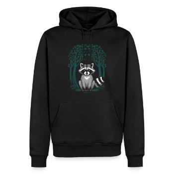 Illustration de chien raton laveur de style cottagecore - Sweat à capuche Premium bio Homme - noir - Devant - Nico (187cm)