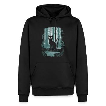 Cottagecore Enchanted Forest with Black Cat and - Men’s Premium Organic Hoodie - black - Front - Nico (187cm)