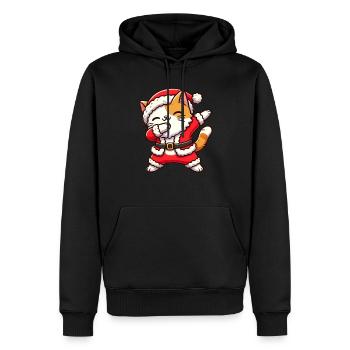 Weihnachten Katze Weihnachtsmann Lustige Katze - Männer Premium Bio Hoodie - Schwarz - Vorne - Nico (187cm)