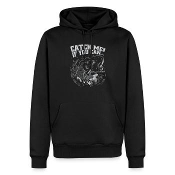 Attrape-moi si tu peux – Motif du pêcheur - Sweat à capuche Premium bio Homme - noir - Devant - Nico (187cm)