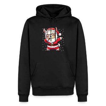 Lama de Noël Père Noël Amoureux drôle de lama - Sweat à capuche Premium bio Homme - noir - Devant - Nico (187cm)