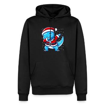 Noël T-rex Père Noël Drôle de T-rex Amoureux - Sweat à capuche Premium bio Homme - noir - Devant - Nico (187cm)