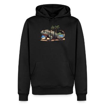 Galapagos Country Iguana - Men’s Premium Organic Hoodie - black - Front - Nico (187cm)