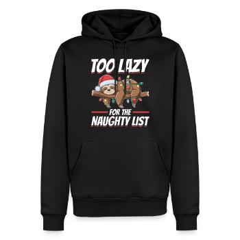 Noël paresseux trop paresseux pour la liste des vilains - Sweat à capuche Premium bio Homme - noir - Devant - Nico (187cm)