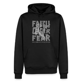 Jésus croit - La foi plutôt que la peur - Sweat à capuche Premium bio Homme - noir - Devant - Nico (187cm)