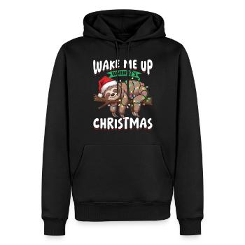 Noël paresseux Réveille-moi quand c’est Noël - Sweat à capuche Premium bio Homme - noir - Devant - Nico (187cm)