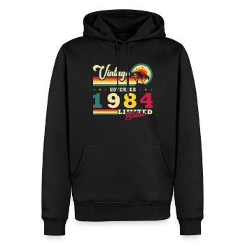 Born November 1984 Anniversary November 1984 - Men’s Premium Organic Hoodie - black - Front - Nico (187cm)