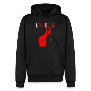 LOVE ON Revolution - Männer Premium Bio Hoodie - Schwarz - Vorne - Nico (187cm)