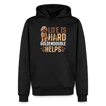 Goldendoodle Dog Breed Life is Hard Goldendoodles - Men’s Premium Organic Hoodie - black - Front - Nico (187cm)