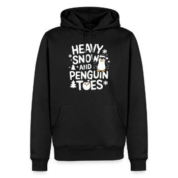 Neige abondante et pieds de pingouin Noël - Sweat à capuche Premium bio Homme - noir - Devant - Nico (187cm)