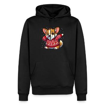 Noël Corgi gallois Corgi Noël laid - Sweat à capuche Premium bio Homme - noir - Devant - Nico (187cm)