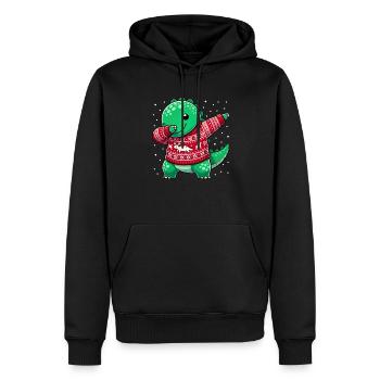 Noël Dino Dinosaure Moche Noël - Sweat à capuche Premium bio Homme - noir - Devant - Nico (187cm)