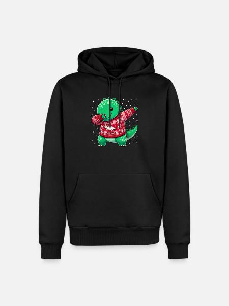 Christmas Dino Dinosaur Ugly Christmas - Men’s Premium Organic Hoodie - black