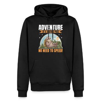 Sloth Hiking Mountains Adventure at a sloth - Männer Premium Bio Hoodie - Schwarz - Vorne - Nico (187cm)