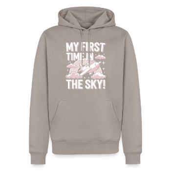 Mon premier voyage en avion Première fois en vol - Sweat à capuche Premium bio Homme - taupe - Devant - Nico (187cm)
