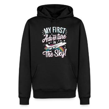Mon premier voyage en avion Première fois en vol - Sweat à capuche Premium bio Homme - noir - Devant - Nico (187cm)