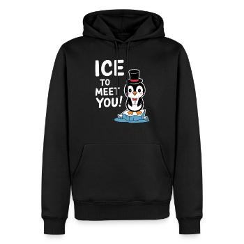 Pinguin Lustiges Treffen Begrüßung Wortspiel - Männer Premium Bio Hoodie - Schwarz - Vorne - Nico (187cm)